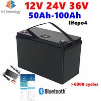 HS 150Ah 12V 100AH 24V 120Ah 80Ah 36V 60Ah 50AH lifepo4 Lithium battery Bluetooth BMS 12V 100Ah for Boat +charger