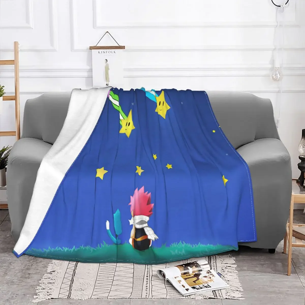 

Fairy Tail Anime Baby Blankets Cartoon Sofa Cover Flannel Autumn/Winter Blue Sky Gift Throw Blanket for Home Car Bedspread