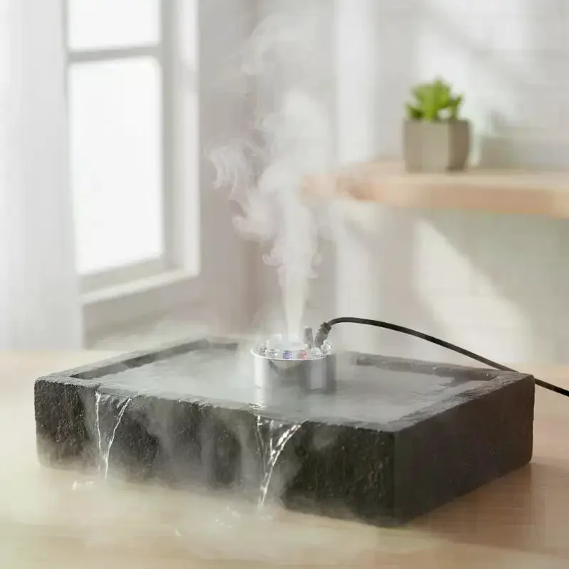 Fish Tank Fish Pond Landscaping Ultrasonic Nebulizer Small Rockery Bonsai Atomizer Humidifier EU Plug Power Adapter