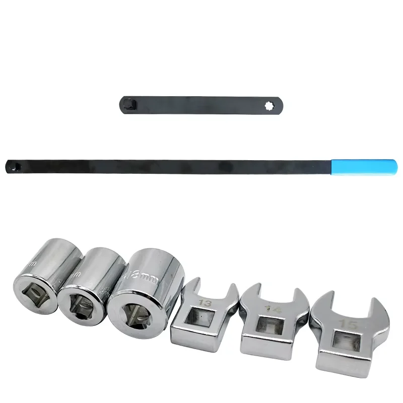 

8 шт. в упаковке, новый натяжной шкив, ключ, регулятор натяжителя ремня, рычаг, инструмент, удлинительный ключ, инструмент для ремонта, аксессуары