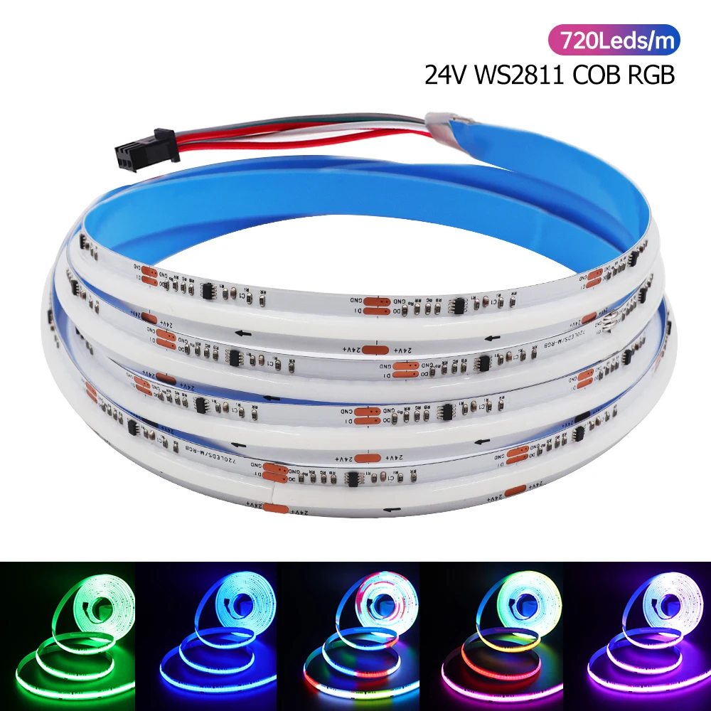 Tuya WiFi Smart WS2811 RGB COB LED Strip Light Addressable Pixel Flexible LED Tape 12V 24V Bluetooth LED Ribbon Bedroom Decor