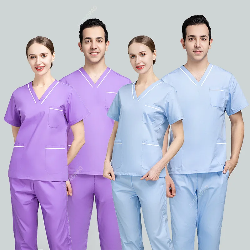 

Short sleeved Polyester cotton Scrub Set Doctor Nurse Workwear operating room dentist Surgical gowns Spa Pharmacy work clothes