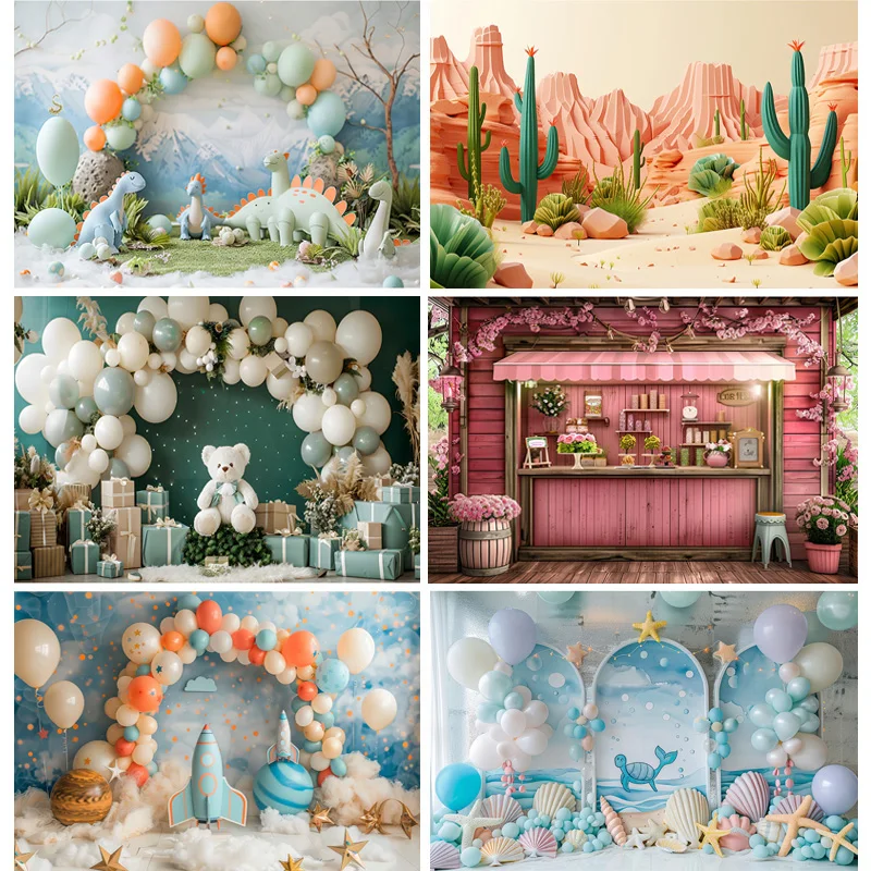 

Happy Birthday Party Photography Backdrop Baby Shower Newborn Portrait Colorful Balloon Arch Decor Photo Studio Background AR-06