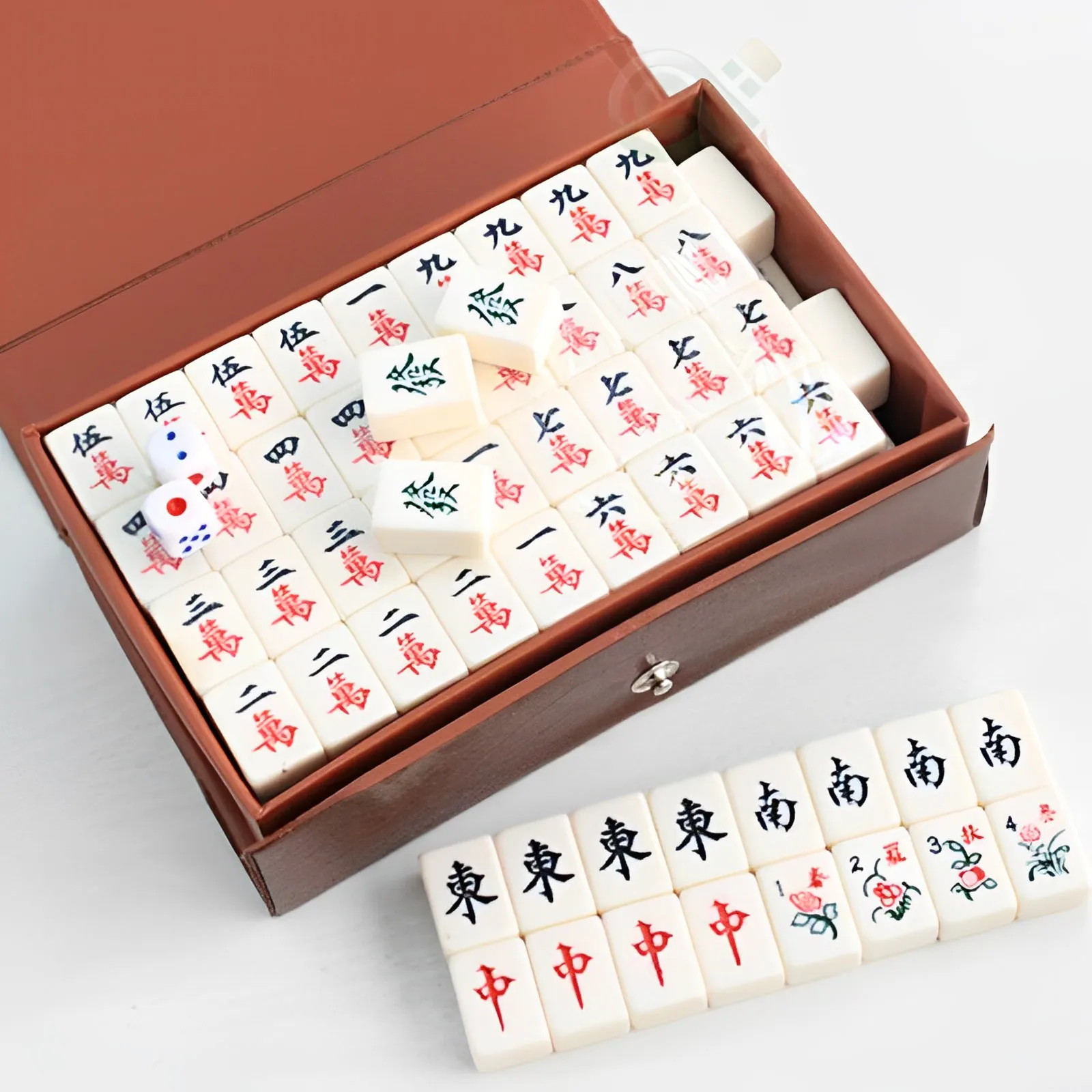 Chinese Mahjong Game Set Classic Traditional Tiles Mini Numbered Mah-Jongg Set Portable Travel Board Game Family Fun Play Toys