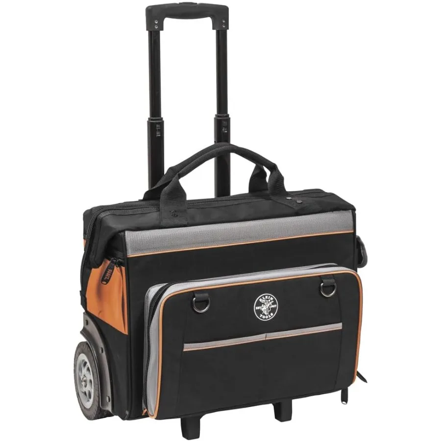 

55452RTB Tool Bag Water Resistant Tool Storage Organizer Rolls on Rugged 6-Inch Wheels 24 Pockets Load Tested to 20