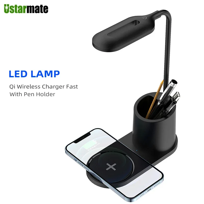 LED Desk Lamp Touch Dimming Adjustment Table Lamp USB Rechargeable for Children Kid Reading Study Wireless Charger for iPhone 14