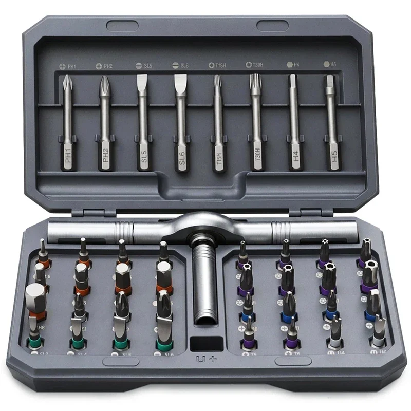 24-in-1 magnetische schroevendraaierset Magnetische compacte en draagbare ratelschroevendraaier met omkeerbare aandrijfhandgreep met hoog koppel - afbeelding 1