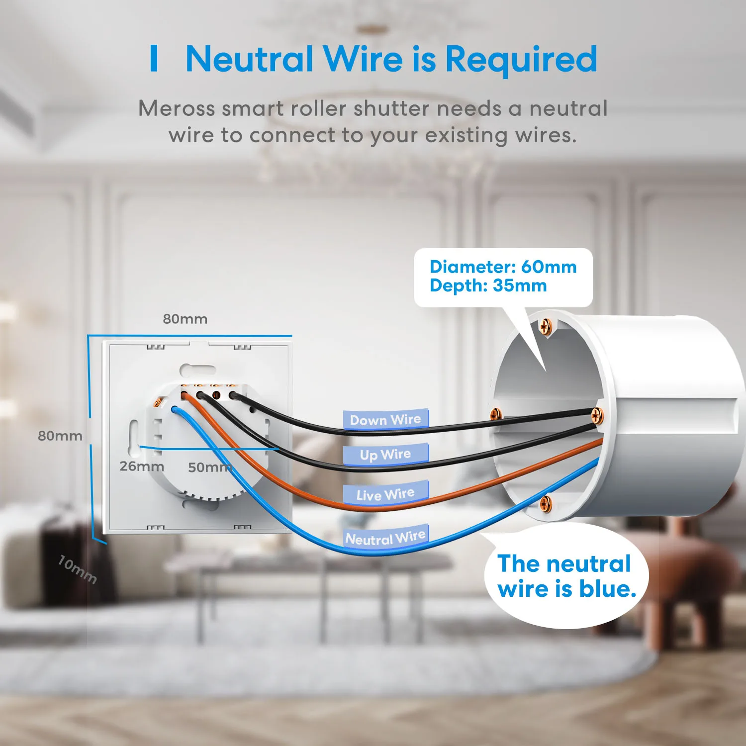 Meross HomeKit Smart Wi-Fi Roller Shutter Timer Electric Motor Curtain Blind Switch EU/UK Version Support Alexa Google Assistant