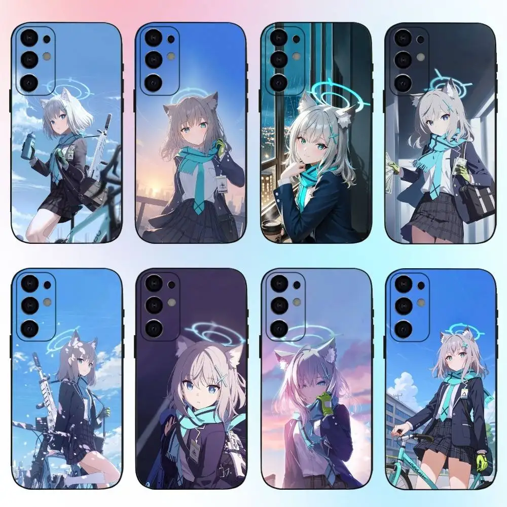 Funda de teléfono azul S-Shiroko A-Archive para Samsung S25,S24,S21,S22,S23,S30,Ultra,S20,Plus,Fe,Lite,Note,10,9,5G cubierta negra