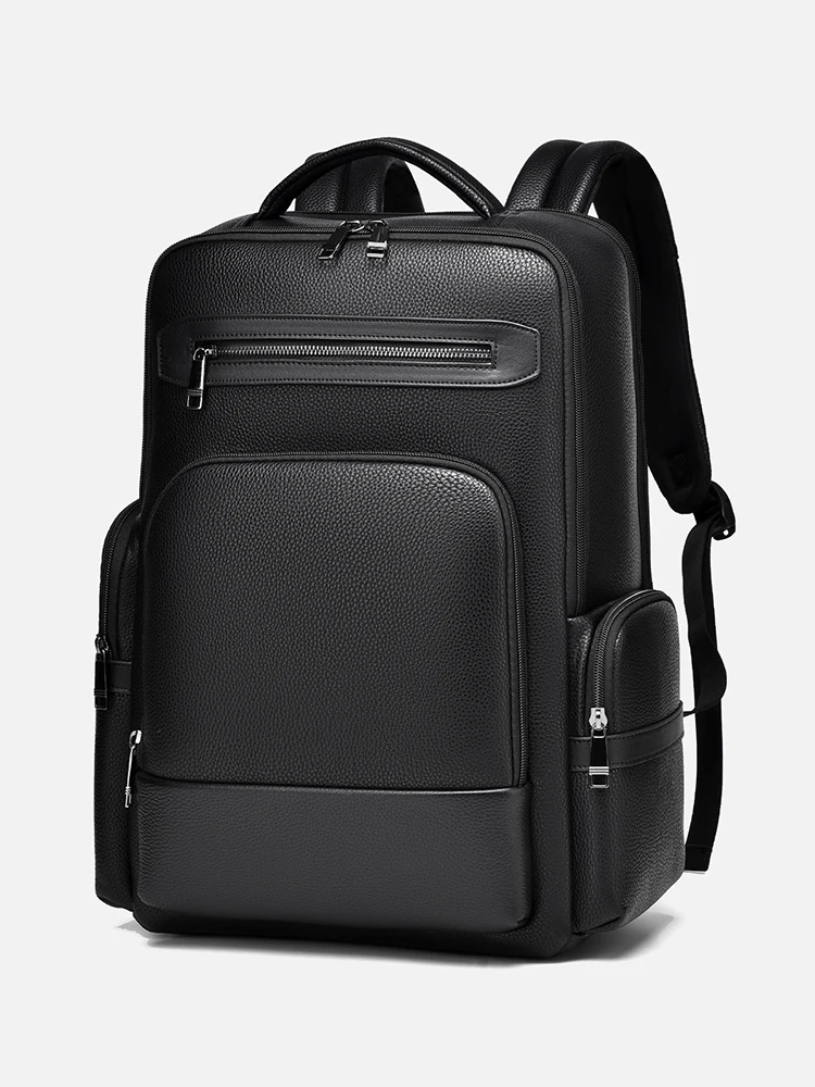 Men's Fashion Backpack PU Leather Satchel Briefcase Travel 15.6 Inch Laptop Rucksack Office Business Shoulder Back Pack Male
