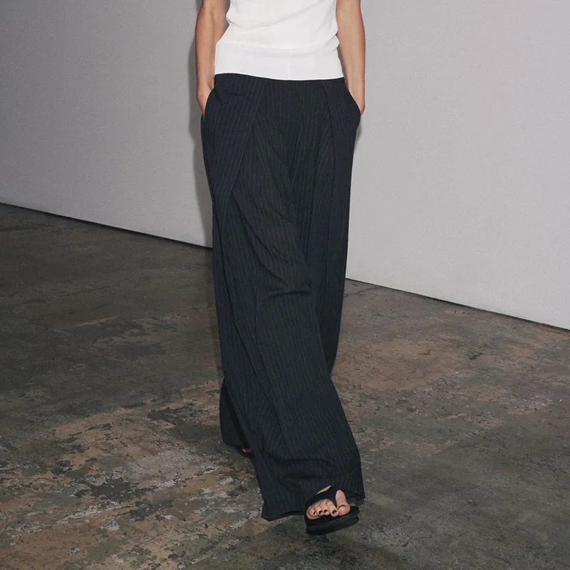 Sommer Neue Ankunft frauen Casual Faionable Breite Bein Hosen Gestreiften Lose Abnehmen Hosen Vielseitig Hohe Taille Lange Hosen