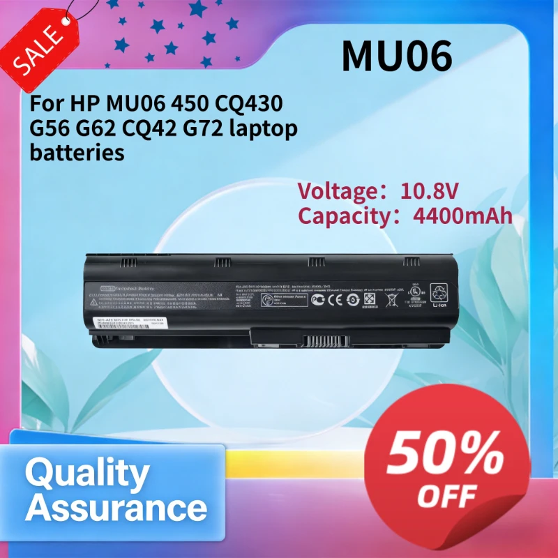

MU06 4400mAh 10.8V High Quality Laptop Battery Compatible with HP 450 CQ430 G56 G62 CQ42 G72