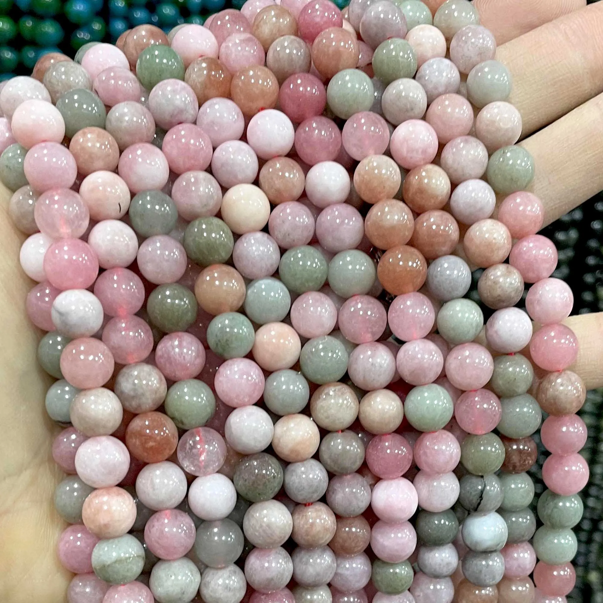 6 8 10MM Natural Stone Jade Chalcedony Round Multicolors Loose Beads For Jewelry Making Diy Charm Bracelets Necklace Accessories