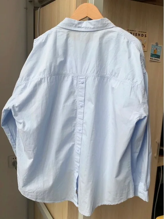 

Весна 2026: Женская блузка свободного кроя с длинным рукавом, однотонная, на одной пуговице, с отложным воротником, повседневная, больших размеров, дизайнерская.