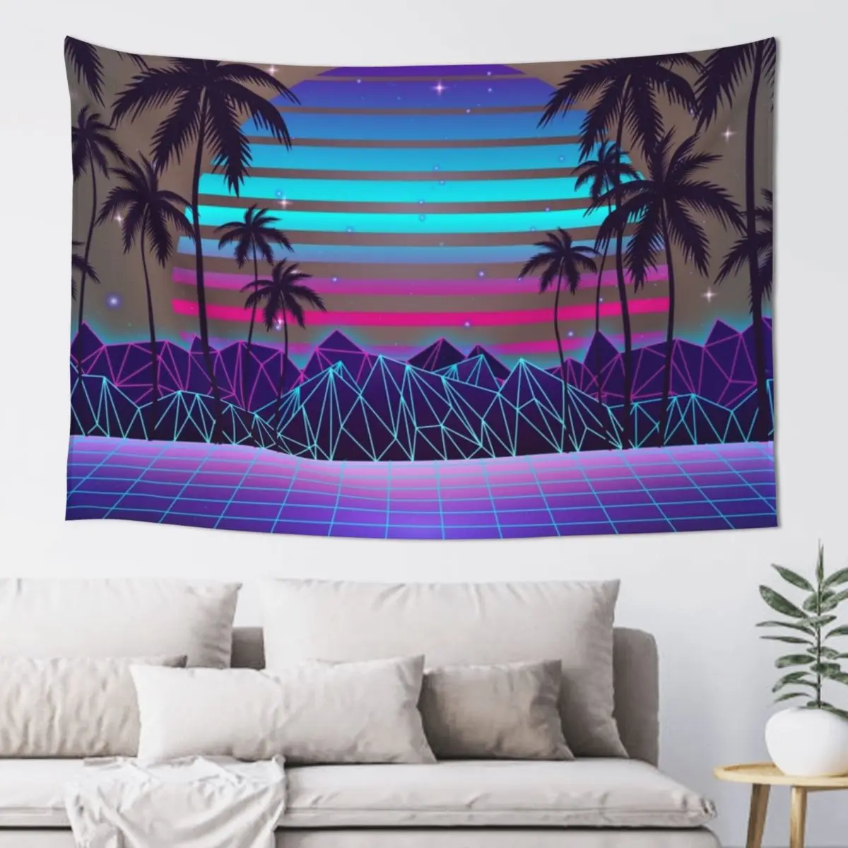 Fascinating Dusk Retrowave Tapestry Decoration Bedroom Decorative Wall Mural Home Supplies Tapestry