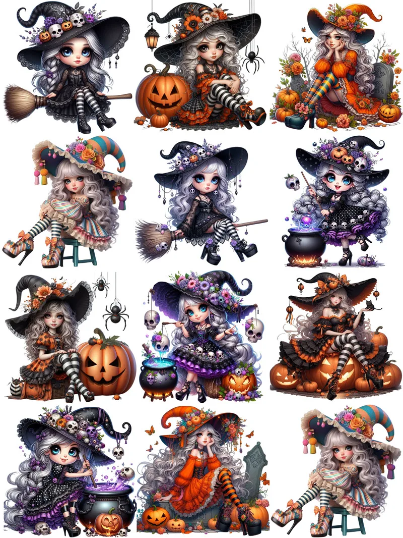 Cute Witch Halloween Stickers Crafts And Scrapbooking stickers kids toys book Decorative sticker DIY Stationery