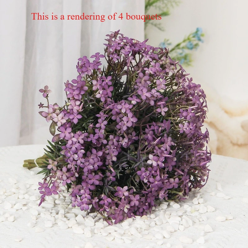 4/5 Stück Künstliche Blumen Plastik-Gypsophila Liebesblume Gartendekoration Simulierte Grünpflanze Kunstgras Heimdekoration – Detail 7