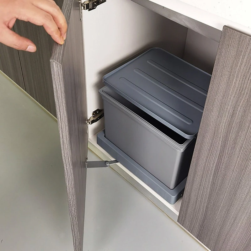 Cabinet Door Link Trash Can, Under Sink Concealed Waste Bin, Kitchen Hidden Garbage Container, Multi Function Receptacle