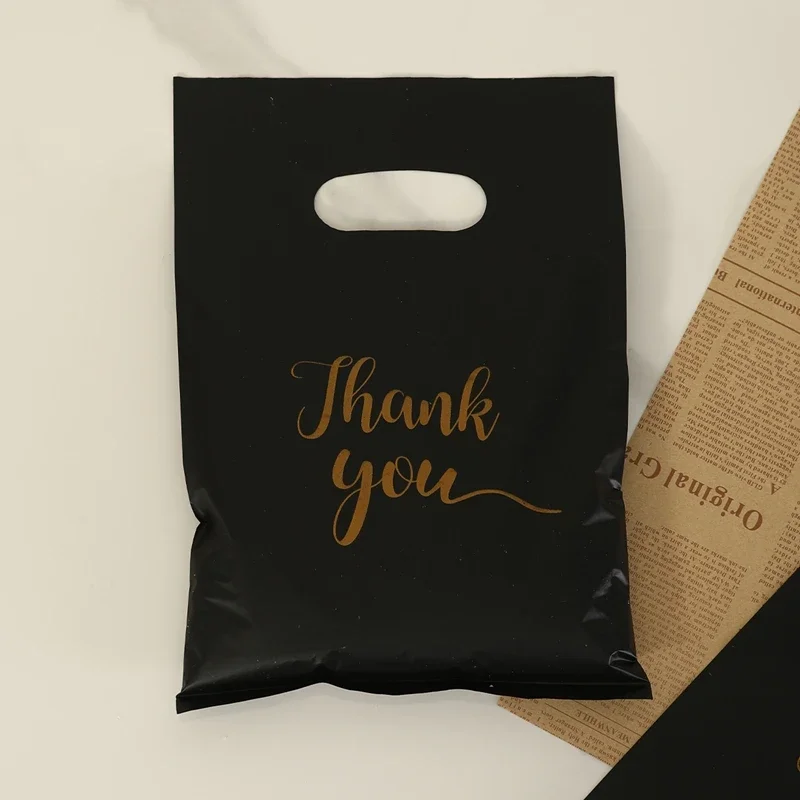 100 Stück Dankeschön-Geschenktüten aus Kunststoff, Einkaufstasche, Einkaufstasche, 20 x 30 cm, Geschenktüten, Geburtstag, Hochzeit, Party, Gastgeschenke, Süßigkeiten, Kekse, Verpackung – Detail 3