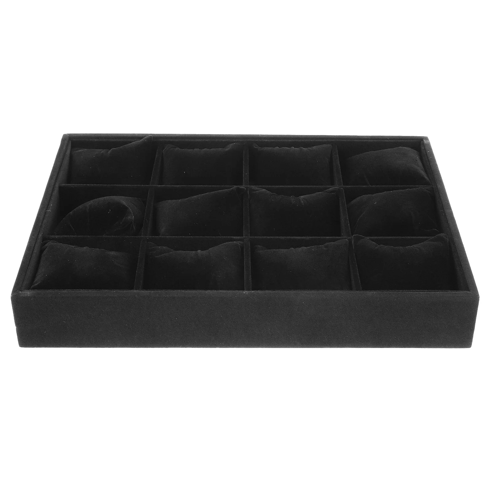

12 Compartments Tray Jewelry ganizer Portable Bracelet Watch Box Holder Showcase Watch Tray Travel Pouch Black Cushion