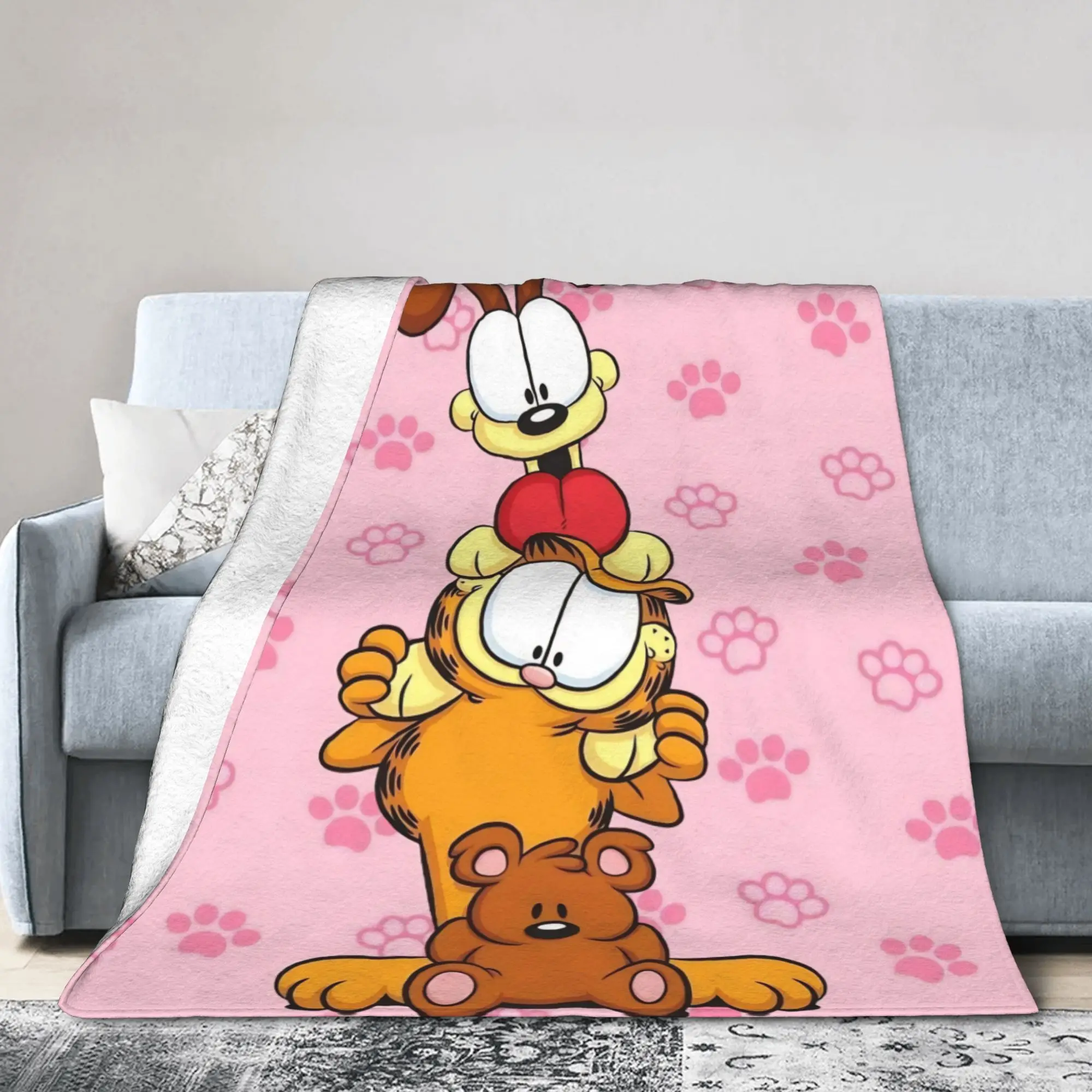 Garfielded Odie  Flannel Blankets Cartoon Cat Novelty Throw Blankets for Home Hotel Sofa  150*125cm Plush Thin Quilt, - view 2