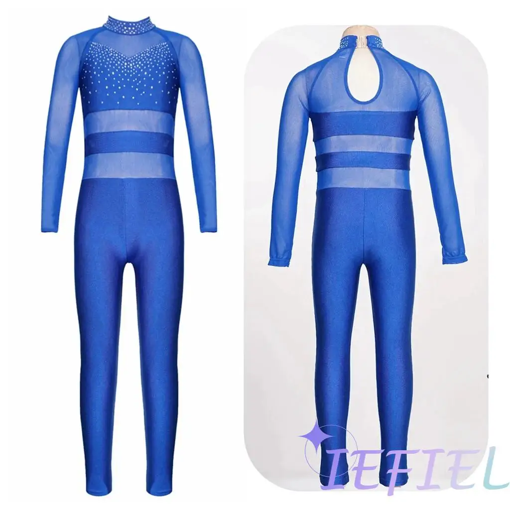 Teens Girl's Gymnastics Biketard Full Body Ballet Jazz Leotards Figure Ice Skating Jumpsuit Dance Unitard Athletic Activewear