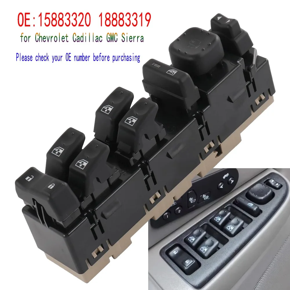 

Window Switch for Cadillac GMC Sierra Yukon Chevrolet Suburban Tahoe 2003-2007 Front Left Electric Glass Control Button Parts
