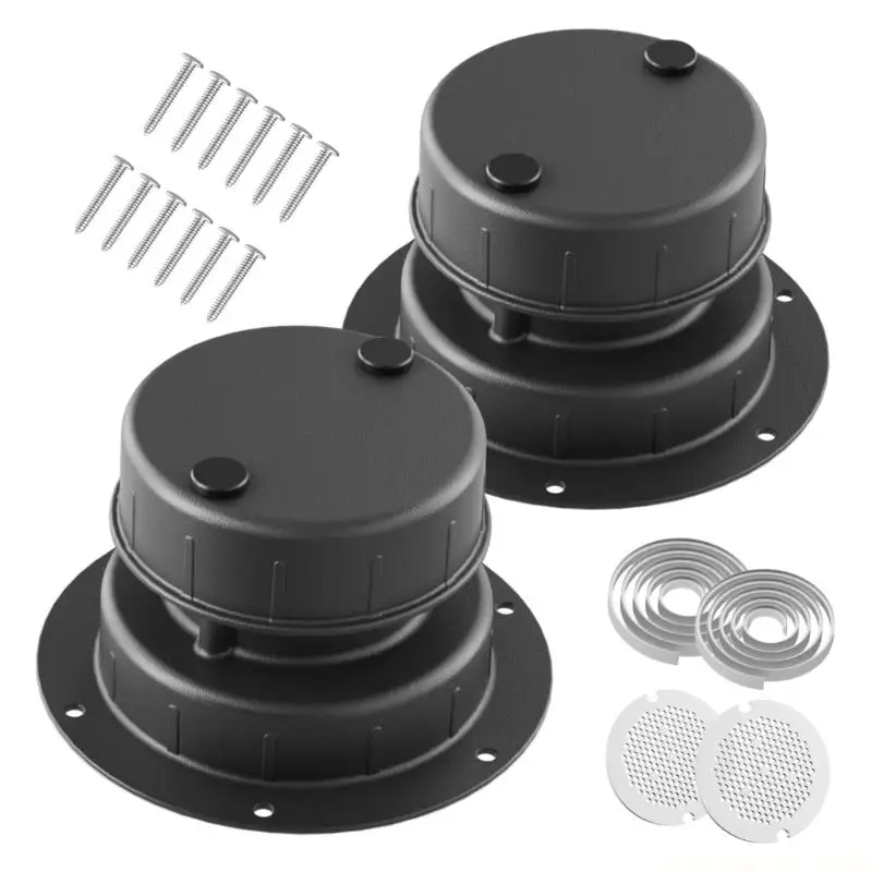 J0MA Trailer Roof Vent Cover Replacement 2 Pack Metal Covers with Mesh Screens for 1 to 2-3/8 Inch Pipes Service