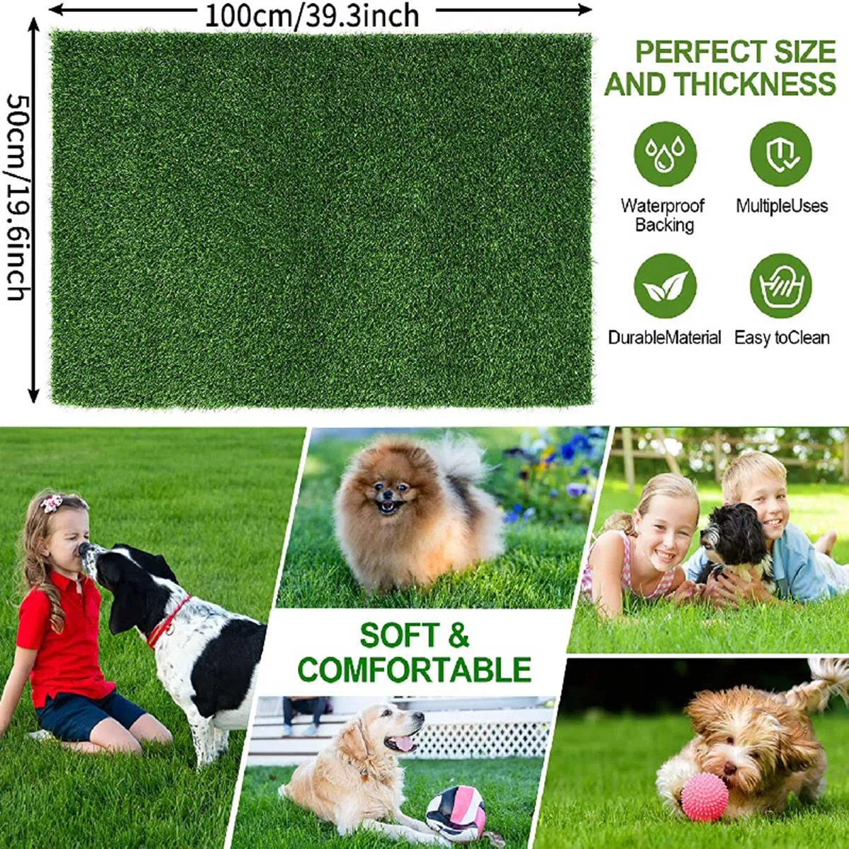 Aritificial Realistic Grass Pad, Simulation Pet Lawn Mats, Thick Synthetic Fake Mat For Outdoor Garden Patio Landscape Dog Pet