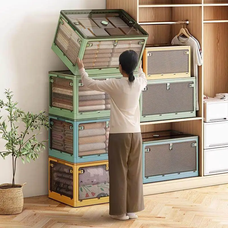 

Коробка для хранения одежды, большой вместимости, прозрачная, для игрушек, складная, пластиковая, для сортировки вещей в доме