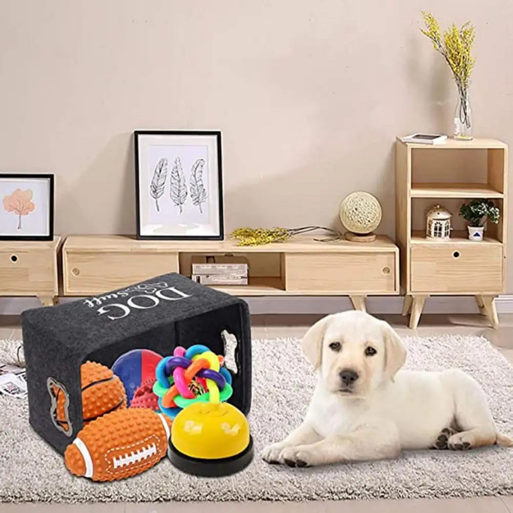 Easy-to-use Pet Toy Organizer Pet Toy Dog Toy Storage Box with Handle Organizer for Clothing Blankets Items Pet Storage Basket