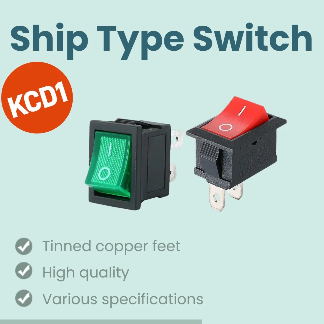 1/10PCS/LOT KCD1 2/3/4/6 Pins Rocker Switch ON-OFF ON-OFF-ON 2/3 Position Red/Black Power Switch with Light 15x21mm