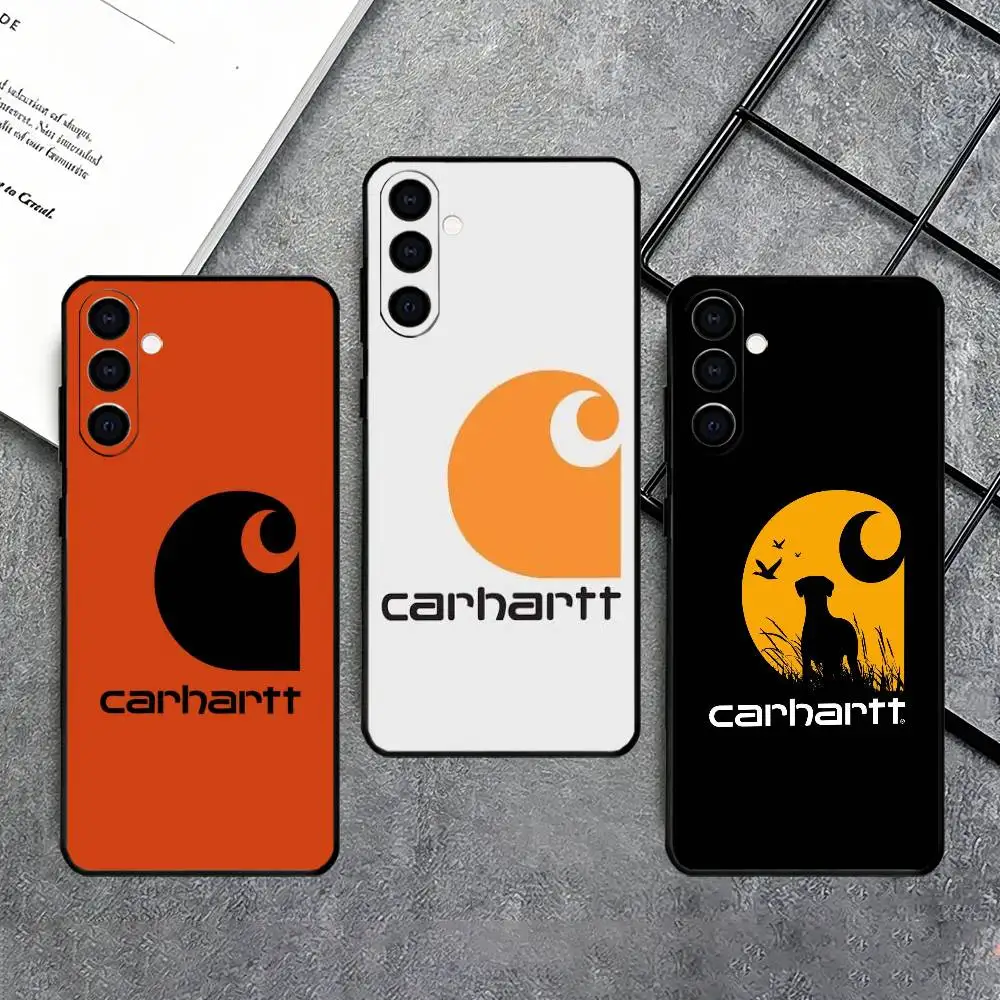 Funda de teléfono Carhartt con logotipo L-Leather para Samsung Galaxy A73,A72,A71,A70,A53,A52,A51, otras fundas negras suaves