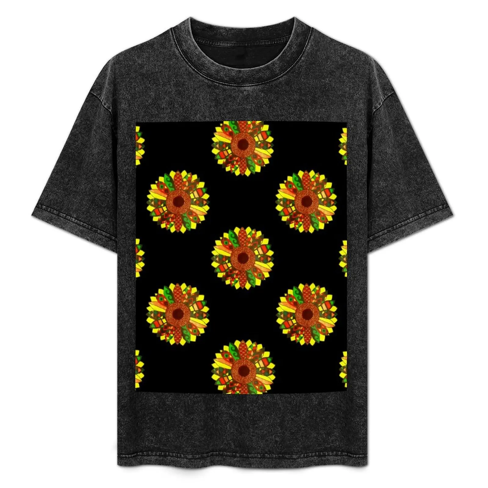 

Tribal Sunflower T-Shirt Basic Simple Design Short Sleeve Shirt