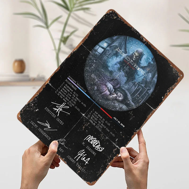 Póster de Metal de Avenged Sevenfold, carteles de Metal, arte de pared, decoración de habitación de jugadores en casa, letrero de estaño personalizado para decoración del hogar, Interior