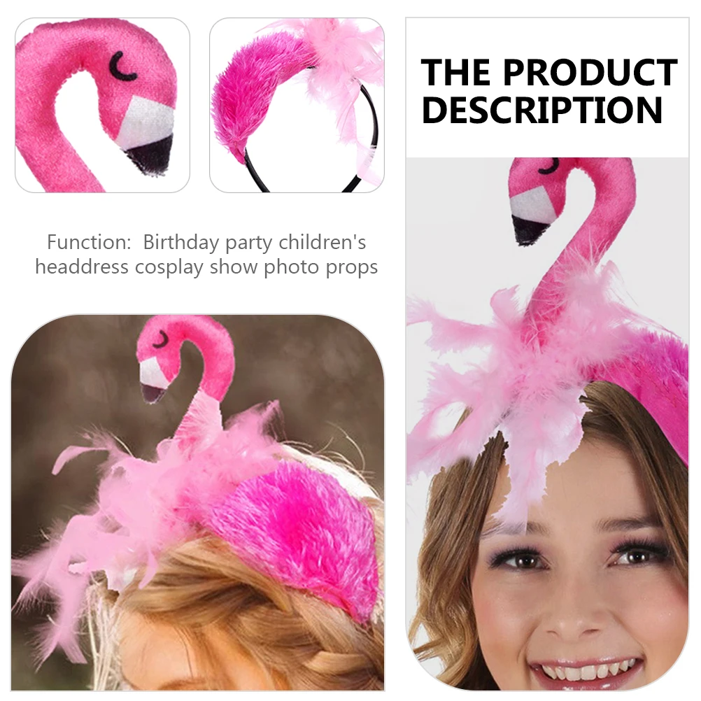 

2pcs Flamingo Party Decorative Kids Headband Hair Band Kids Birthday Party Hair Band Decor Child Headdress Stretchable Prop