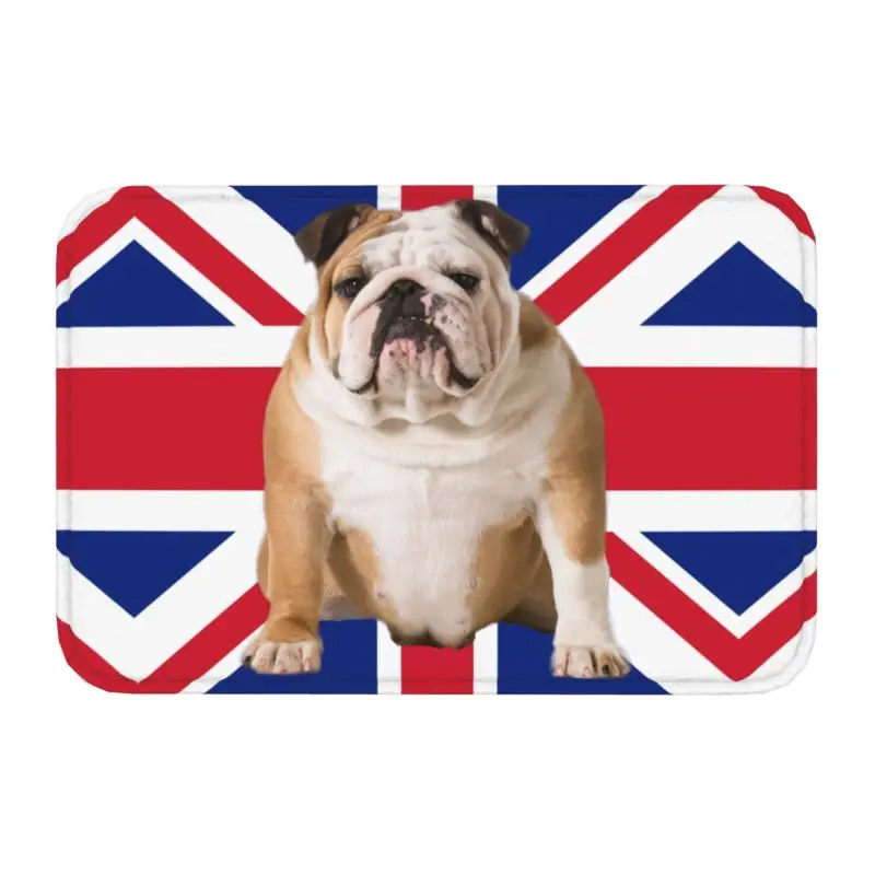 Union Jack English Bulldog Floor Door Bathroom Kitchen Mat Anti-Slip Indoor Doormat Bedroom Balcony Entrance Rug Carpet Footpad