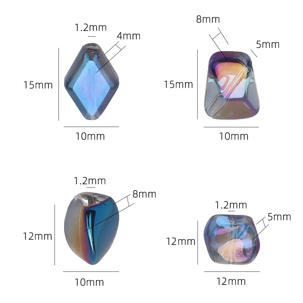 20Pcs Mix Glass Irregular Beads Charm Twist Square Shape Crystal Pendant For DIY Making Craft Metrial Jewelry Necklace Earing