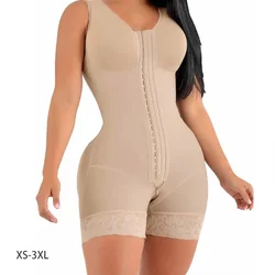 Fajas Colombianas Full Body Shaper High Compression Shapewear Girdle With Brooches Bust For Postpartum Slimming Sheath Belly