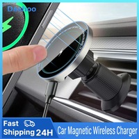 15W Fast Wireless Charging Car Phone Holder - MagSafe-Compatible Air Vent Clip - For iPhone 12-17 Pro Max MagSafe-Enabled Phone