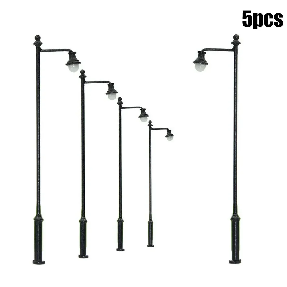 5pcs Model Railway Light 1:87 Lamp Post Street Lights HO OO Scale LEDs 3.54in Warm White Scale Lamps Single Head Lamps Model