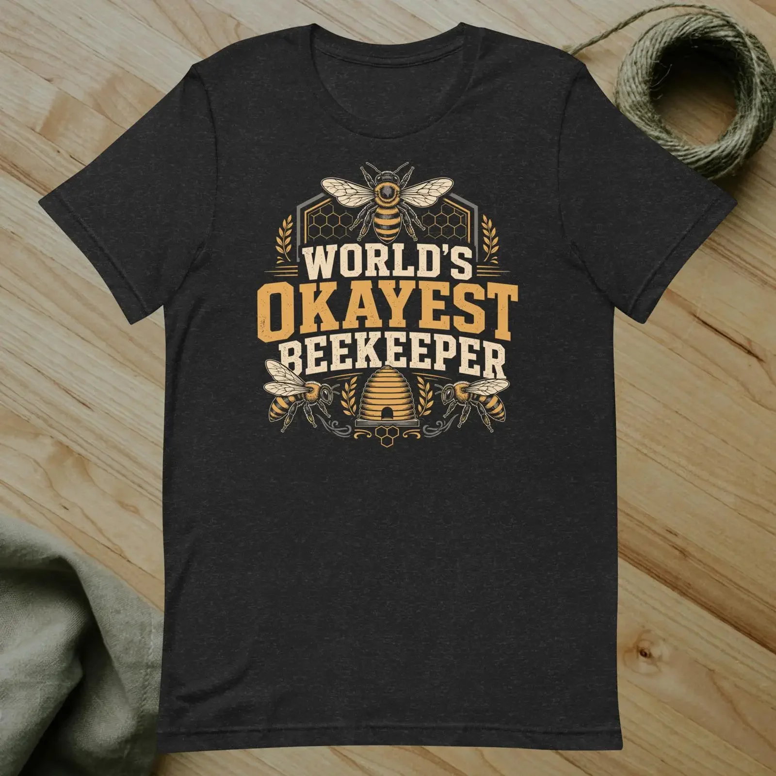 World's Okayest Beekeeper T Shirt Funny Beekeeping Honest for Hobby Apiarists vintage Washed Top For Everyday Wear fashion