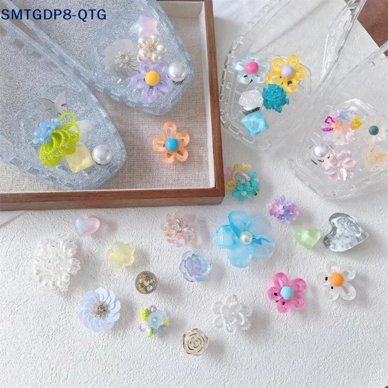 Hot Jelly Flower Charm Clear Tassel Pearl Premium Clog Accessory For Women Summer Beach Daily Wear Lightweight Elegant Handmade