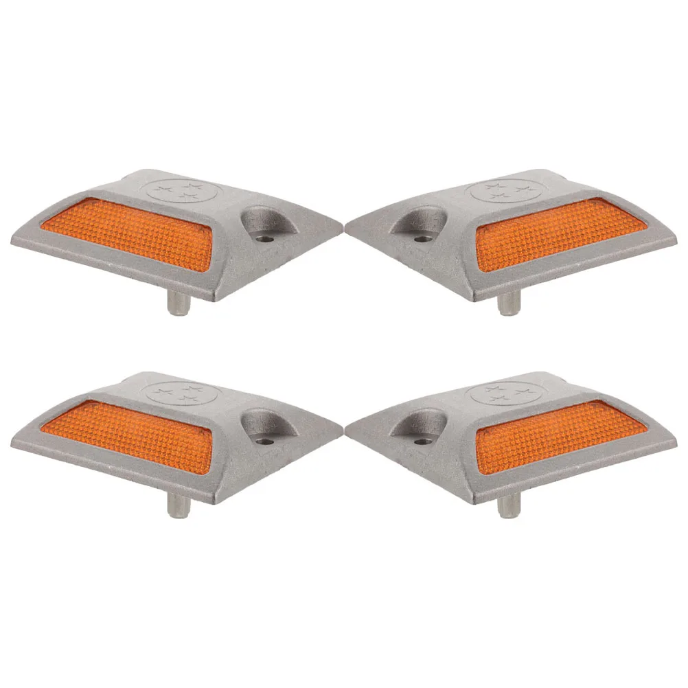 4Pcs Reflective Road Markers Cast Aluminum Raised Night Driving Safety Studs Pavement Boundary Reflectors Strobe Light