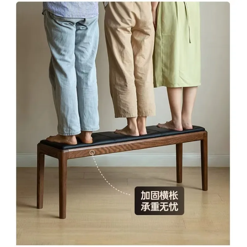 b1 solid wood bedside stool bedroom master bedroom bench medium antique soft bag walnut leather strip home dining room bench