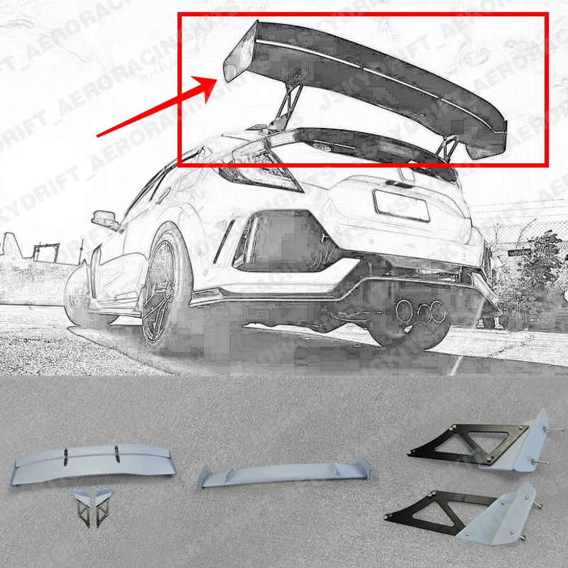 

For Honda Civic FK7 FK8 Hatchback Rear Trunk GT Spoiler Wing FRP Unpainted car BodyKits