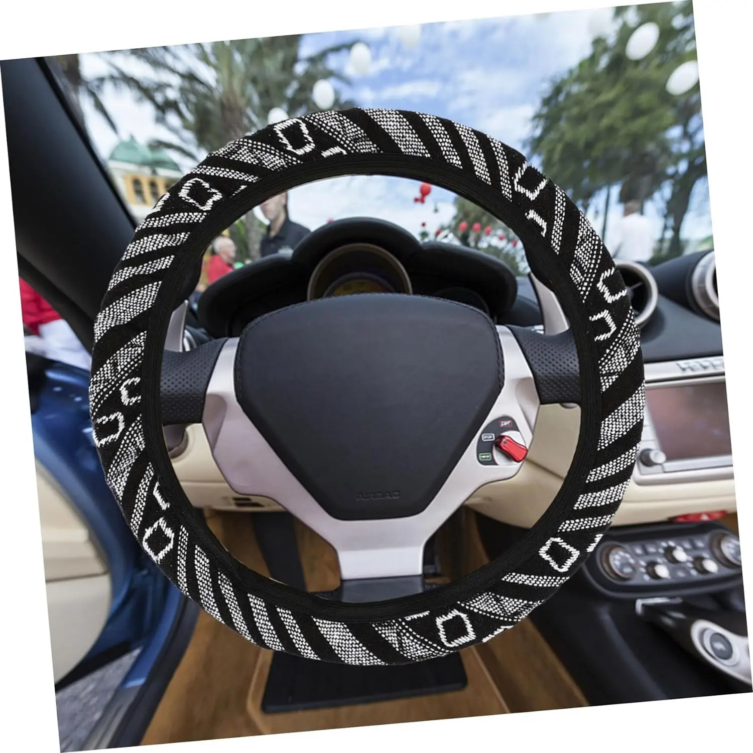 38 cm Steering Wheel Cover Car Accessories for Men Natacion Accesorios Folk-Custom Imitation Linen Gr