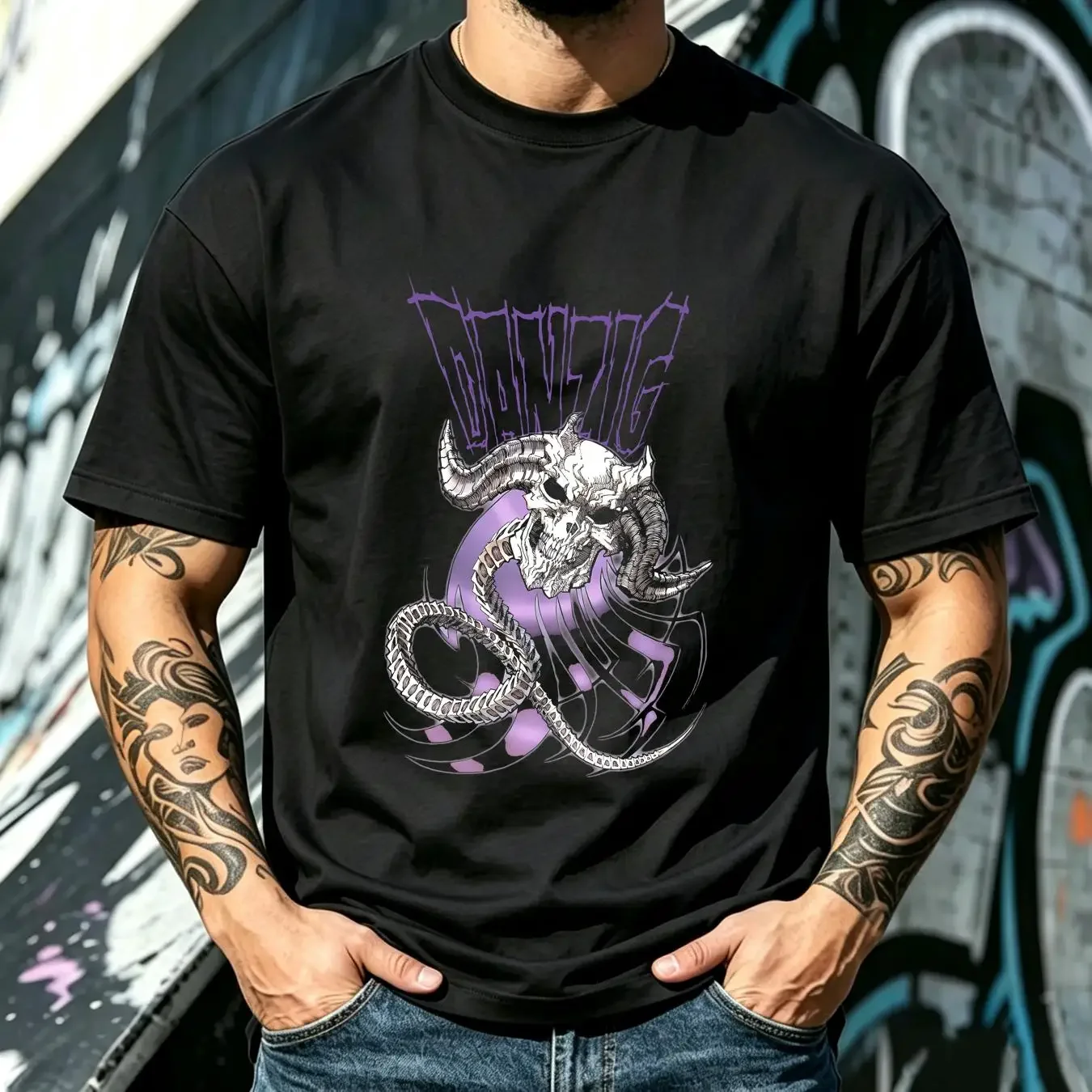 washed T Shirt DANZIG dvd lgo IL DEMONIO NERA Official SMALL New misfits samhain OOP long sleeves vintage Washed Stretched