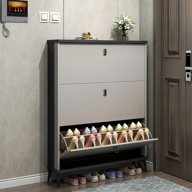 Ultra-Thin Shoe Cabinet Home Doorway Extremely Narrow Tilting Storage Fantastic Space-Saving Rack