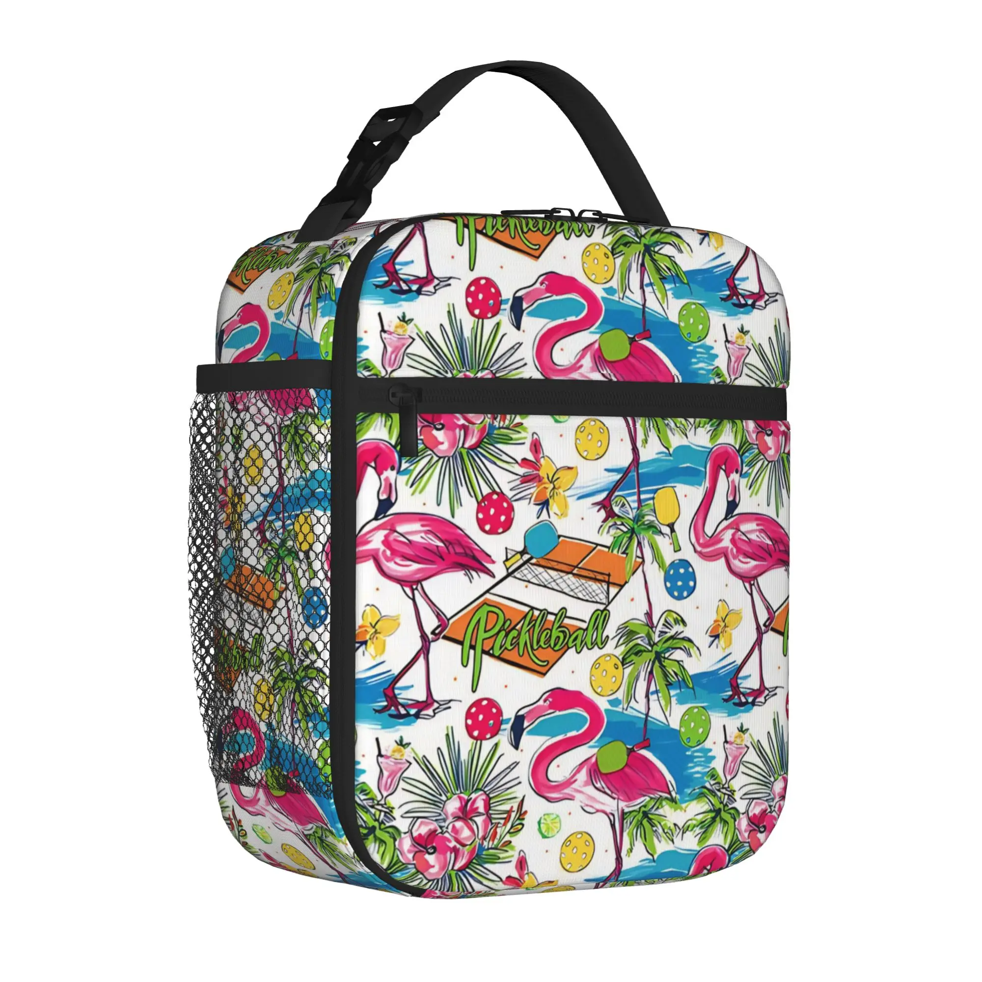 1 Piece For Students Food Container vibrant pink  Portable Pocket Flamingo Zipper Closure Aluminum Foil Food Pouch For Travel